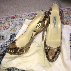 Jimmy Choo “Cosmic” Snake Print Platforms